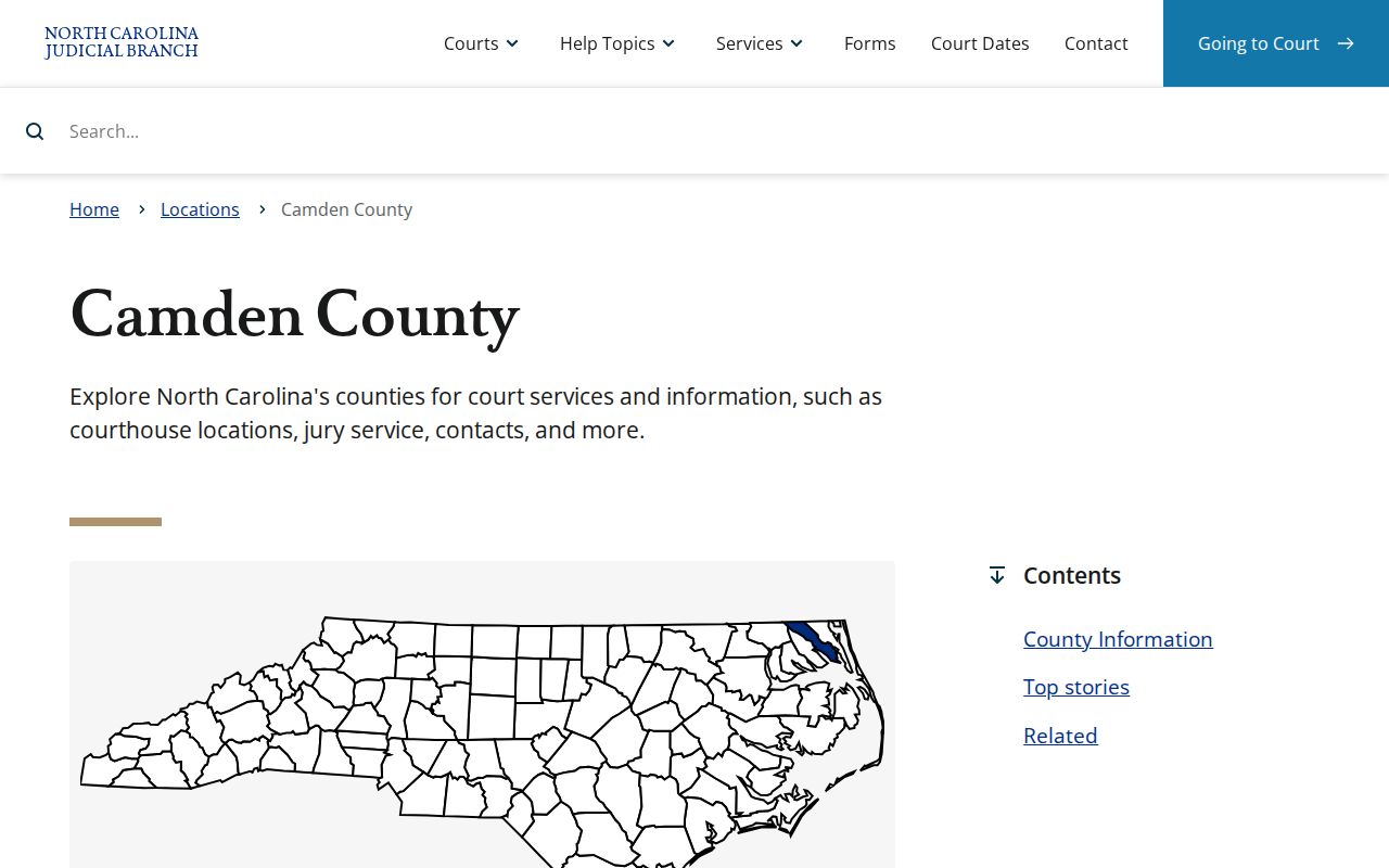 North Carolina Judicial Branch Camden County court services page