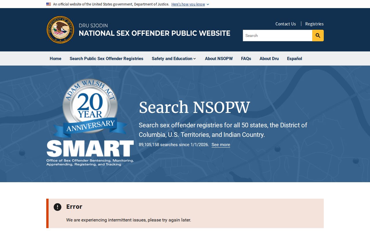 NSOPW national search for Camden County sex offender registry checks