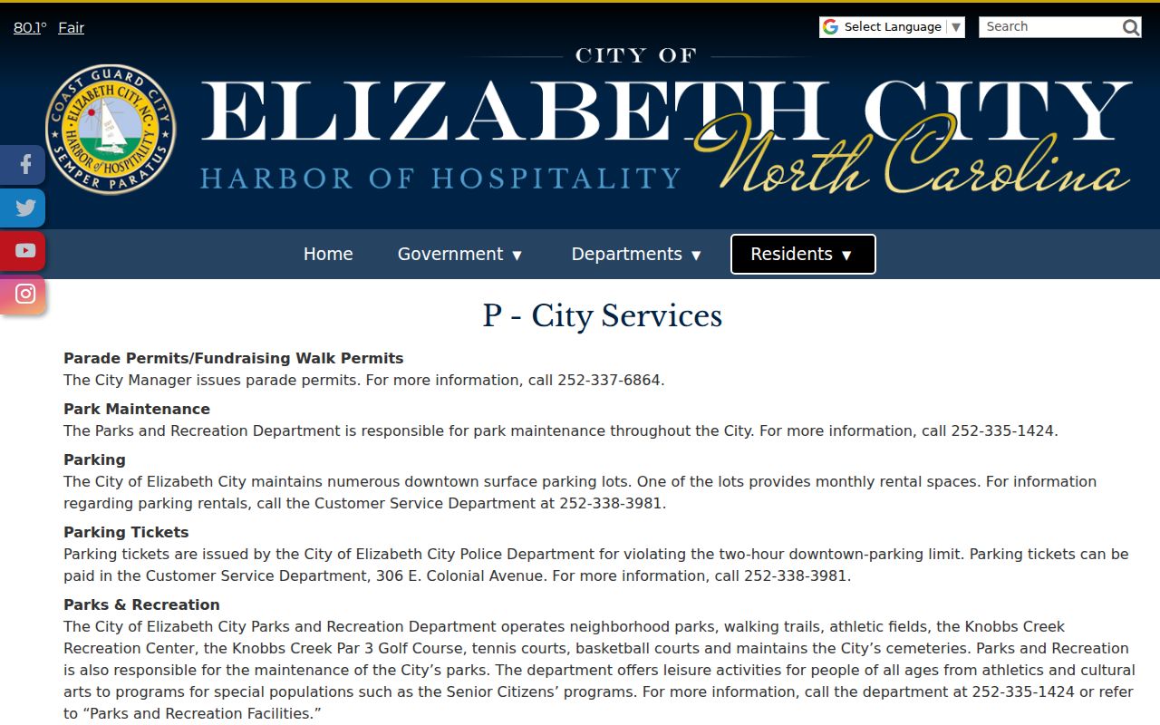 Elizabeth City criminal history police contact directory
