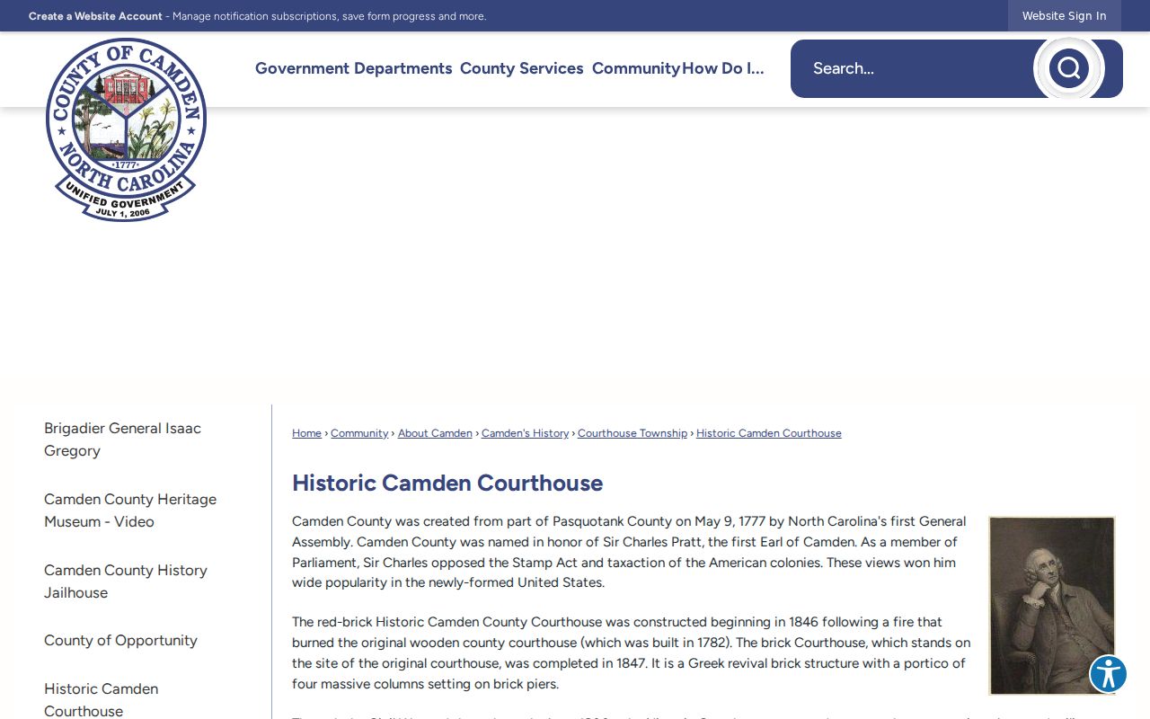 Historic Camden County courthouse and criminal records setting